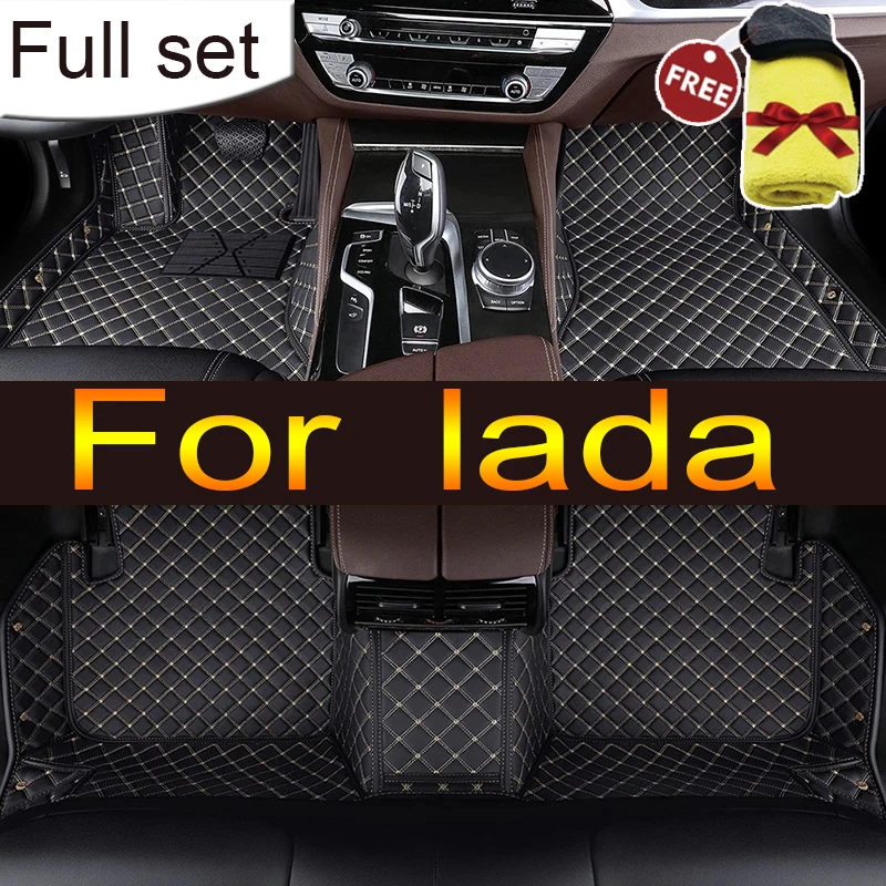 Leather Car Floor Mats For  lada Vesta Granta Car accessories