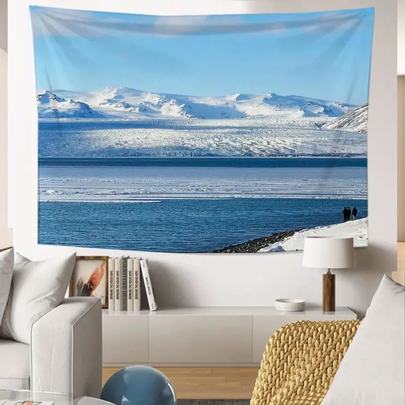 VIKAMA Glacier Lake Landscape Tapestry High Definition Wear resistant Fabric Living Room Room Decoration Home Furnishings