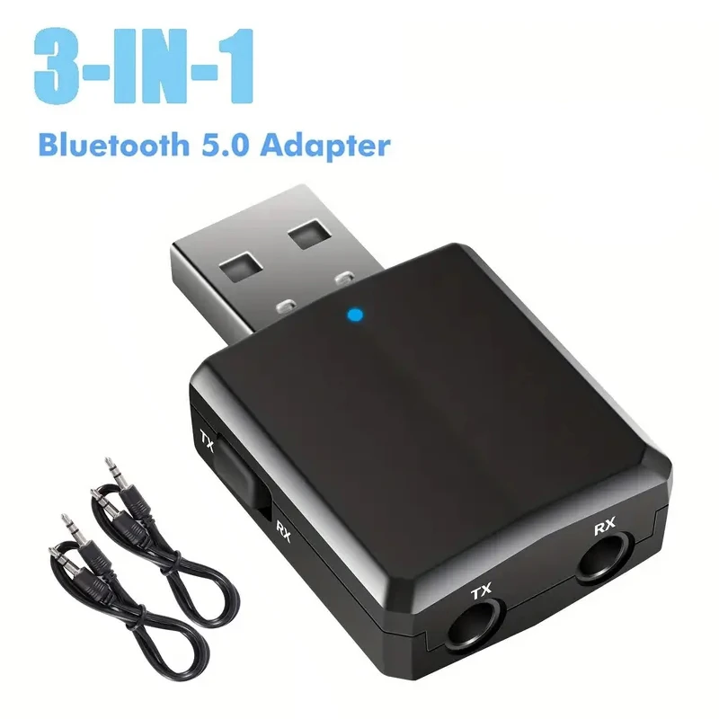 Bluetooth 5.0 Receiver Transmitter 3 In 1 3.5mm Jack RCA AUX USB Stereo Audio Wireless Adapter For Car Speaker TV PC Headphones