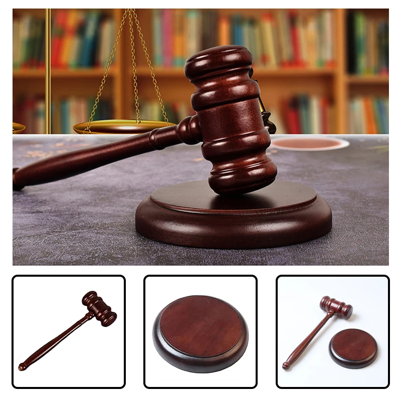 1 Set Judge Hammered Handcraft Wooden Auction Mallet Delicate Wood Gavel For Lawyer Judge Wood Gavel Hammer Sound Block Set