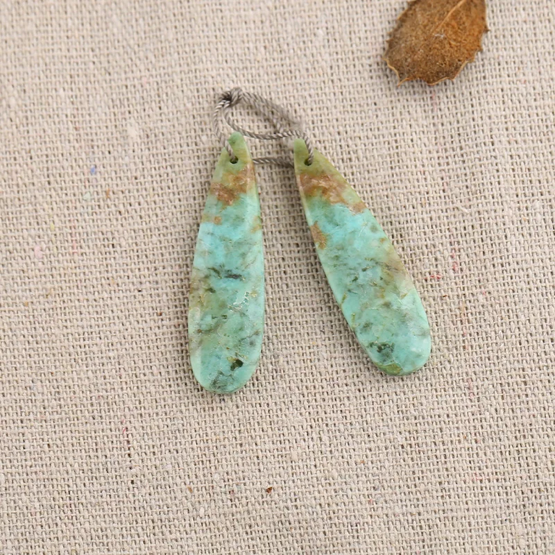 B&F Chrysocolla Earring Beads, Handmade Natural stones beads, Polished Stones for jewelry Making Supplies