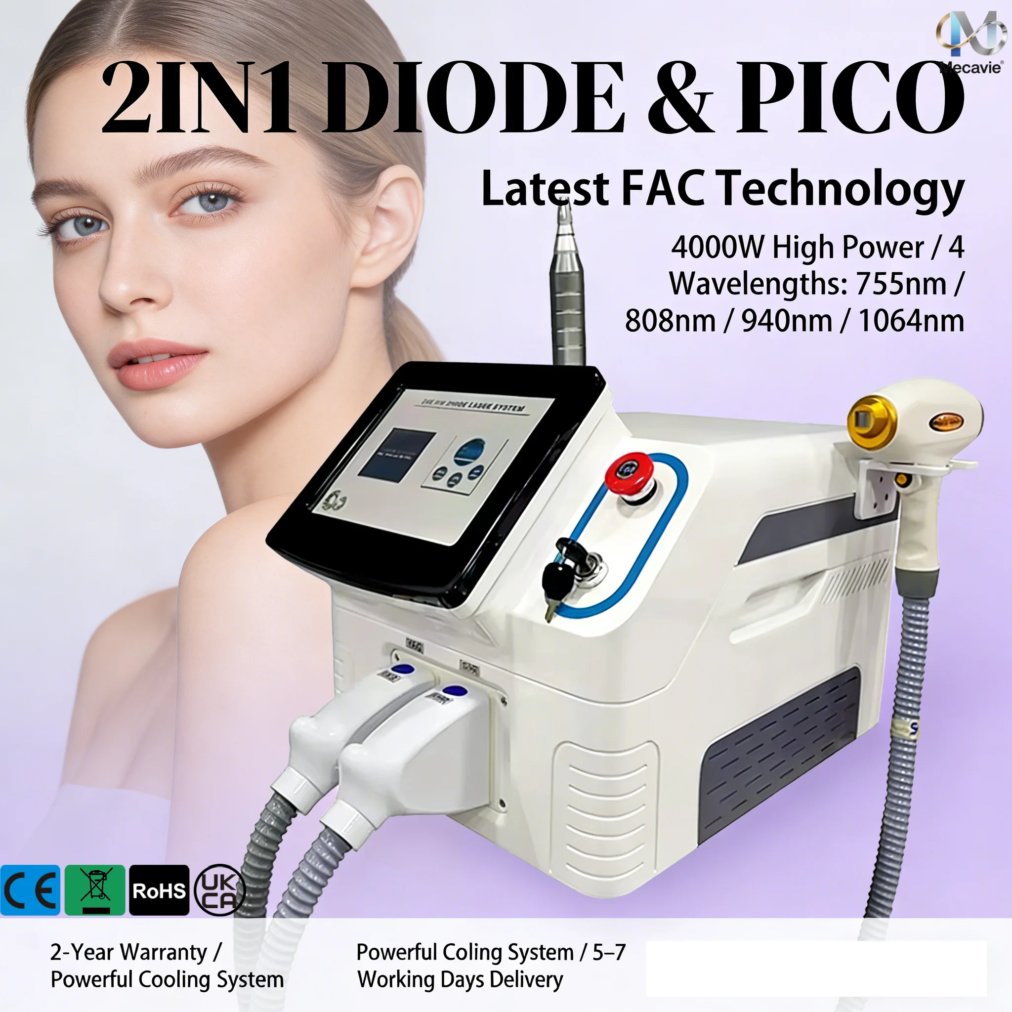 

Профессиональный диодный лазер 2-в-1 808 нм для удаления волос и безболезненное удаление татуировок пикосекундным лазером 2026 для всех типов кожи