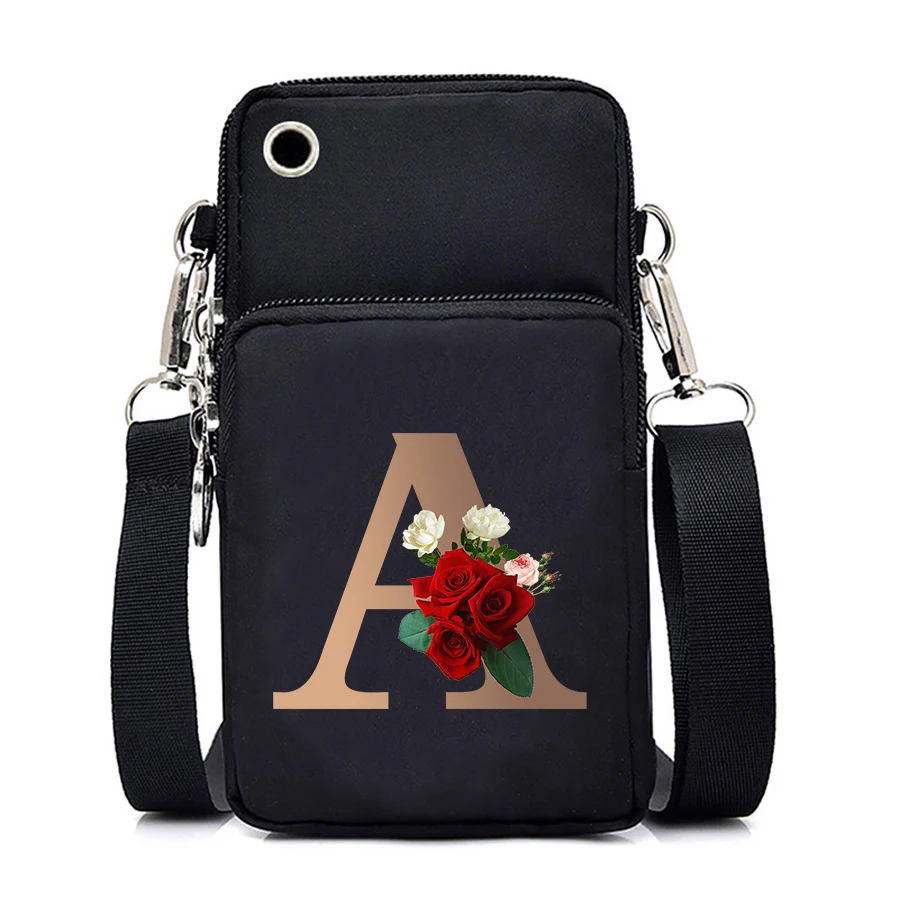

Fashion minimalist women's shoulder bag Multi-layer zipped phone pouch with letter print Large capacity wallet