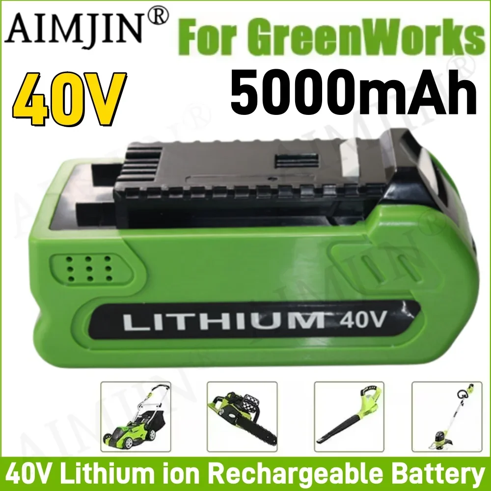 

For GreenWorks 40V 5000mAh Replacement Tools Battery Lithium ion Rechargeable Battery 29462 29472 22272 20292 22332