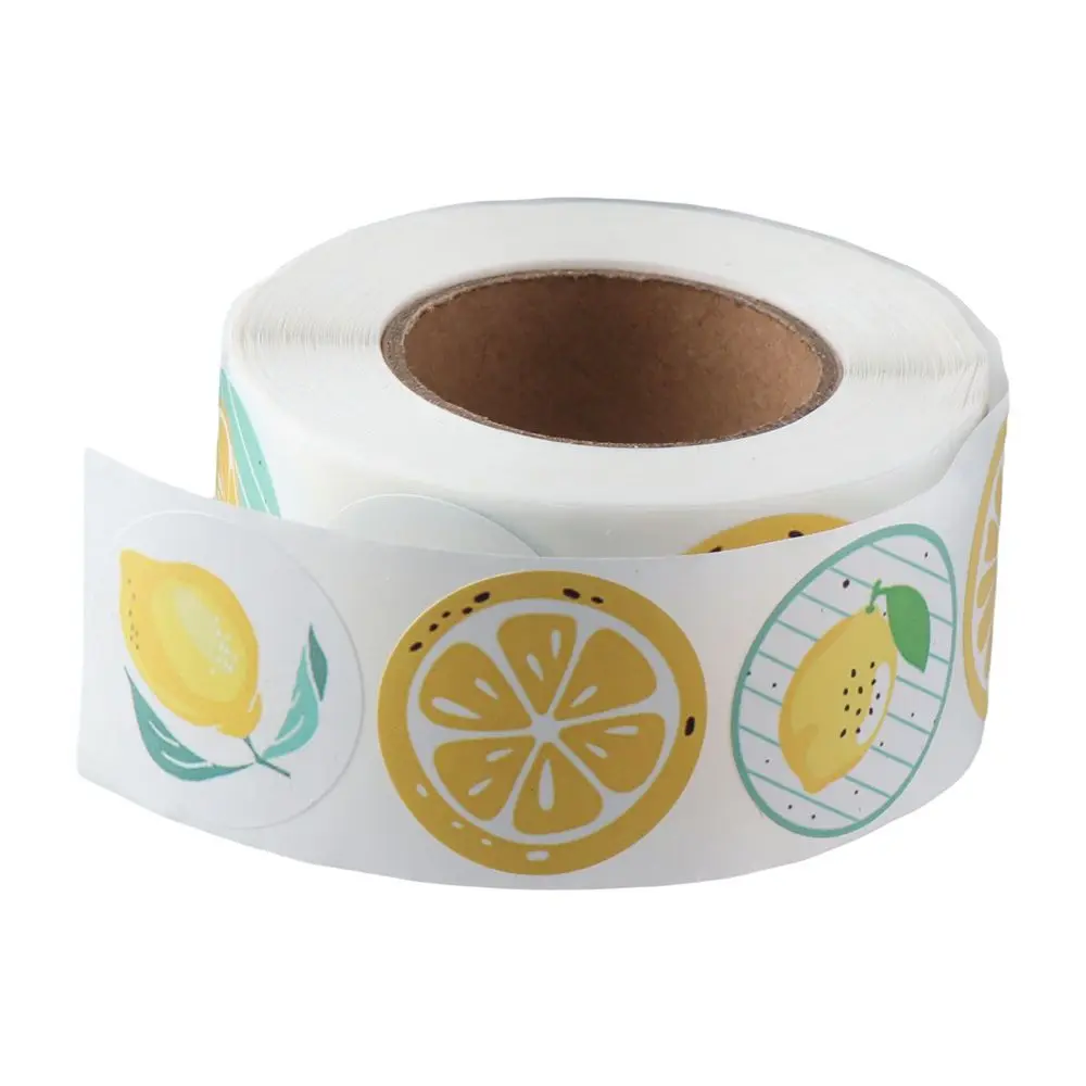 Klein Bedrijf Ronde Vorm Fruit Schattige Stickers Rol Citroenstickers Label