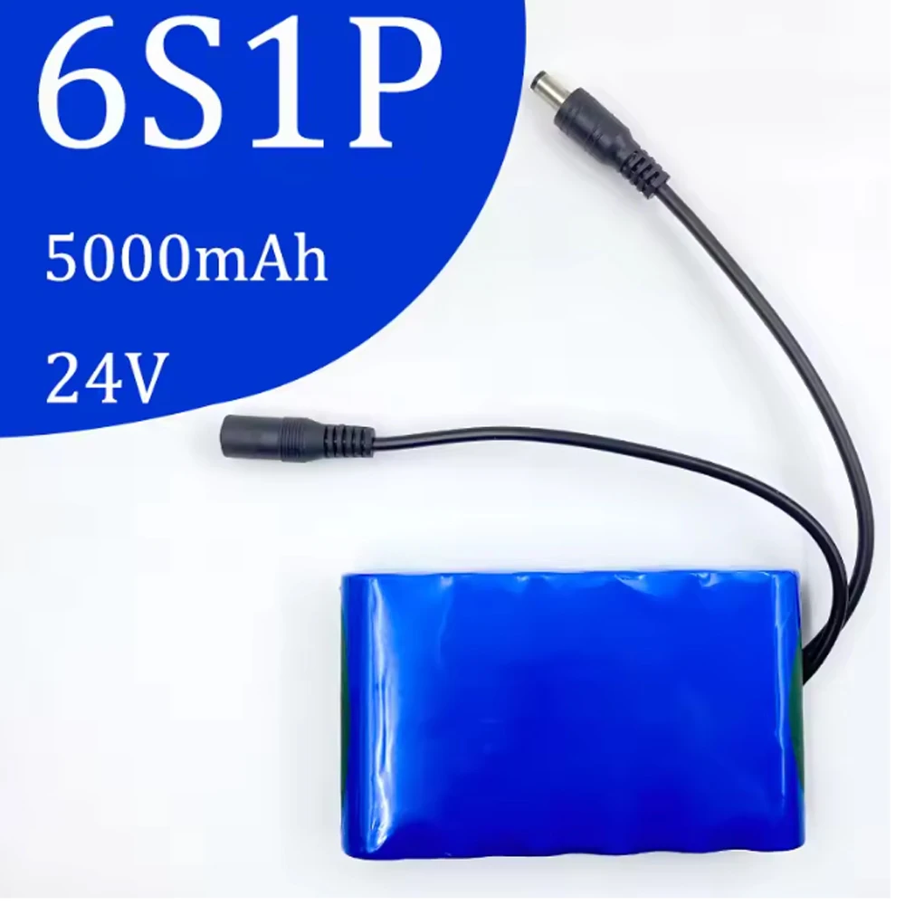 

Rechargeable 18650 6S1P lithium battery pack DC 24V 50000mAh battery car wash equipment CCTV camera monitor with 25.2V1A charger