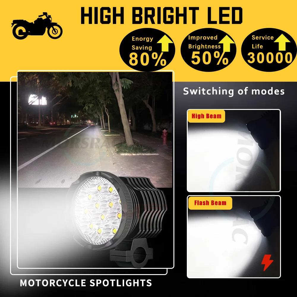 Additional Led Lights For Motorcycle Headlight Long Range High/Flash Auxiliary Led Spotlights For Motorcycle Vehicles Fog Lights