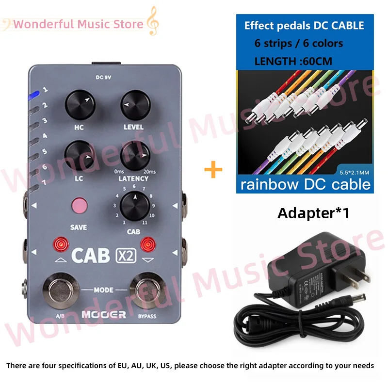 

MOOER CAB X2 Stereo IR Cabinet Simulation Pedal Dual Channel Cab Simulation Guitar Effects Pedal 14 Presets 11 Factory IR