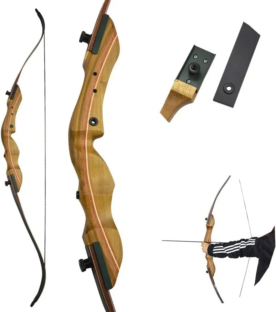 

60" Takedown Recurve Bow Archery 40lbs Hunting Recurve Bow Traditional Longbow Wooden Bow Riser Right Hand for Hunting Shooting