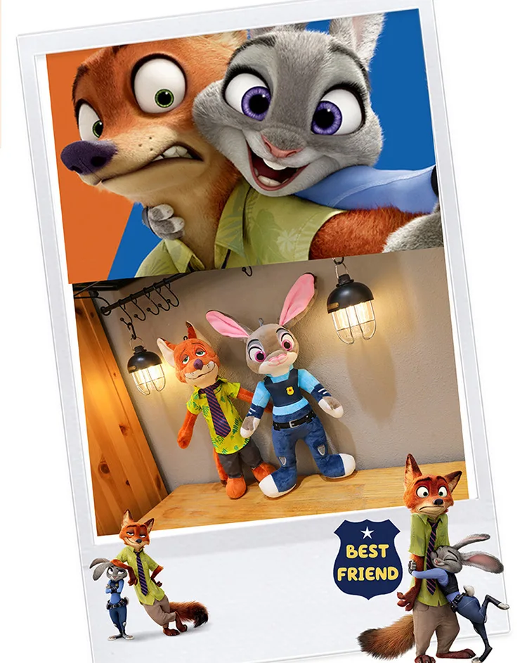 40-50 cm Zoo-Charakter Nick Wilde Judy Hopps Cartoon Niedliche Spielzeugpuppe Modell Geburtstags- und Weihnachtsgeschenk für Freunde – Detail 3