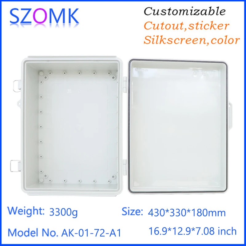 SZOMK PC-Material 430 x 330 x 180 mm, elektronische Box, IP67, wasserdichtes Kunststoffgehäuse, Anschlussdose