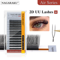NAGARAKU 2D UU Lashes U Shape Eyelash Premium Soft YY Eyelashes Extension Makeup Mesh Net Cross Volume Eyelash