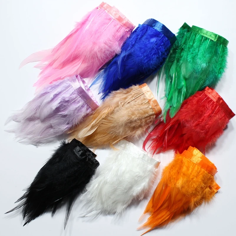 13cm wide, natural turkey feather decoration with feather tassels, used for DIY sewing of clothing and dress decoration.