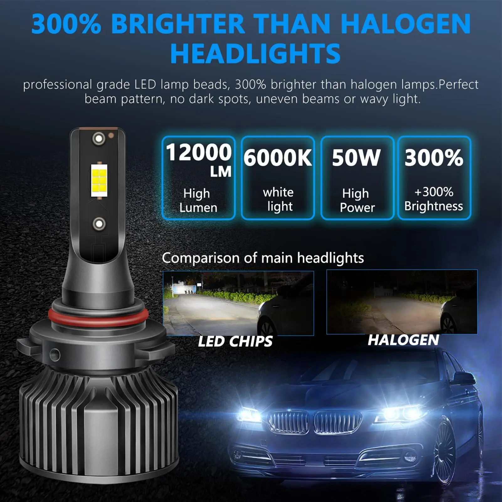 LED Headlights Bulbs Fog Lamp Replacement Low Beam 12V 6000K White for Car SUV Truck Tractor Trailer RV Vehicle Headlight Bulbs