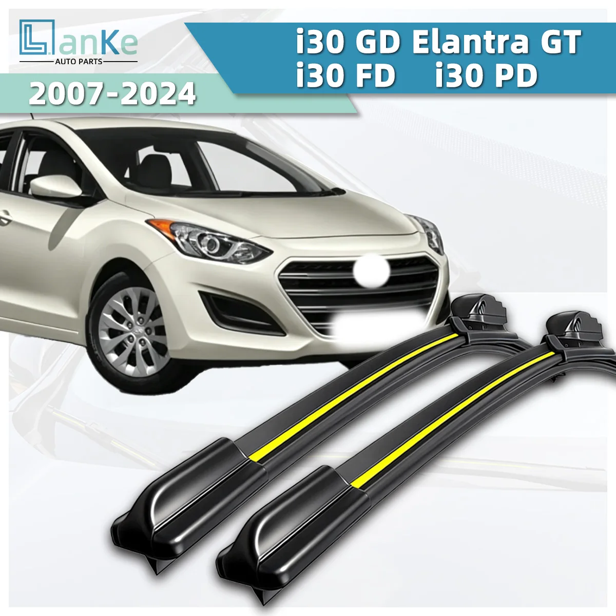 

Lanke Wiper Fit For Hyundai i30 GD Elantra GT/ i30 FD/ i30 PD (2007-2024) Natural Rubber Strip Boneless Silent Car Front Wiper
