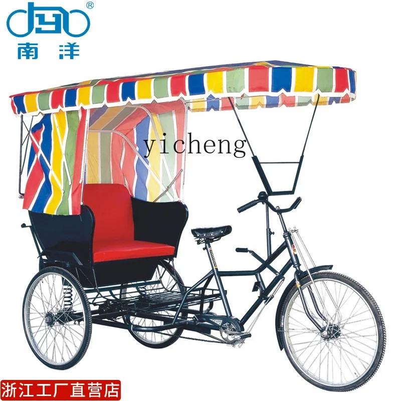 ZK human tricycle tourism stage filming photography canopy park scenic non-electric retro rickshaw