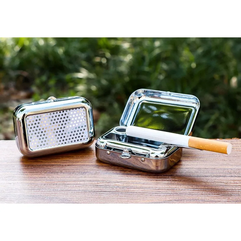 Portable Small Metal Ashtray Creative Outdoor Personal Ash Box Compact for On the Go Smoke Breaks