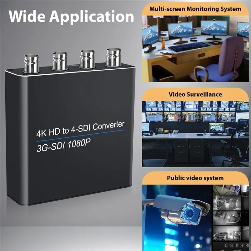AS95 3G-SDI Converter, 1 Input to 4 Output SDI Splitter, HDCP 1.3 Support for HDTV PC PS3 DVD, Aluminum Alloy