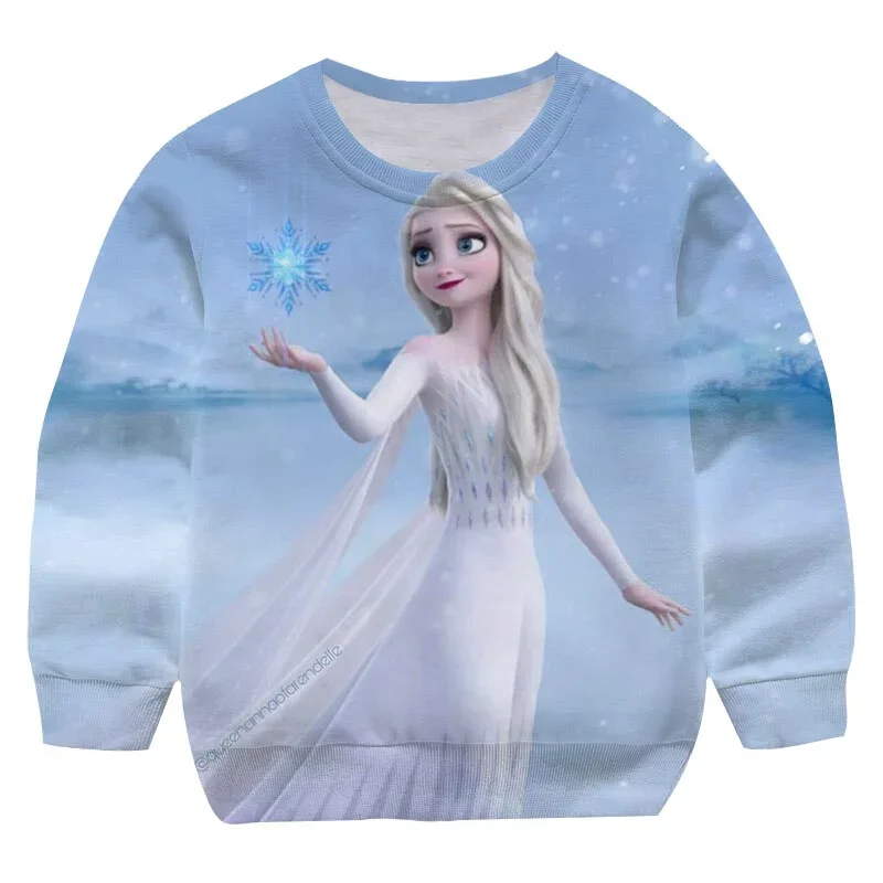 Baby Girls Frozen Sweatershirt Kid's Clothes Toddler Fashion Print Tops Children's O Neck Girls Frozen Elsa Sweatershirt Outwear