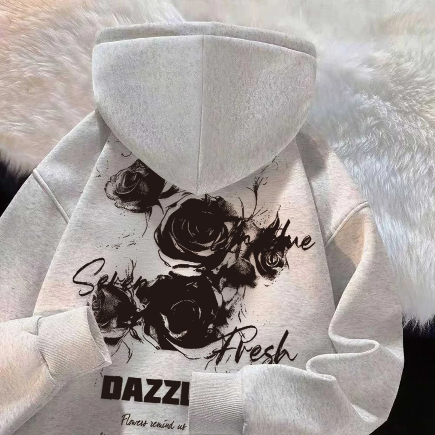 

Американский ретро черная роза с принтом для мужчин и женщин толстовка с капюшоном осень-зима открытый отдых фитнес повседневная свободная теплая спортивная одежда