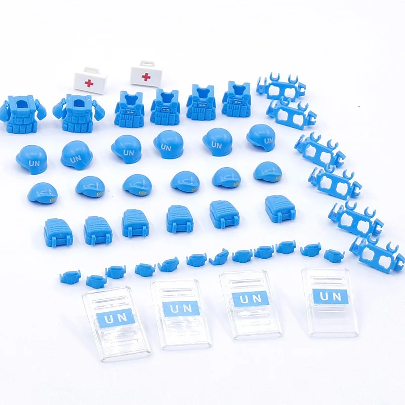 UN peacekeeping Forc Beret Bulletproof Vests Army Soldier MOC Mini Military Figures Accessories Building Block Brick Boys Toys