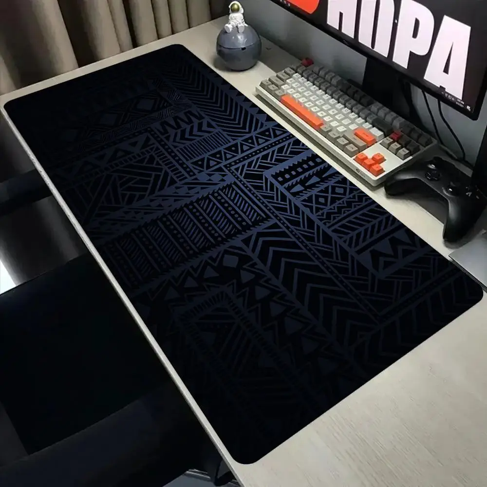 Dark Blue Ethnic Geometric Pattern Large Extended Gaming Mouse Pad Non-Slip Rubber Base Computer Desk Mat Mousepad office laptop