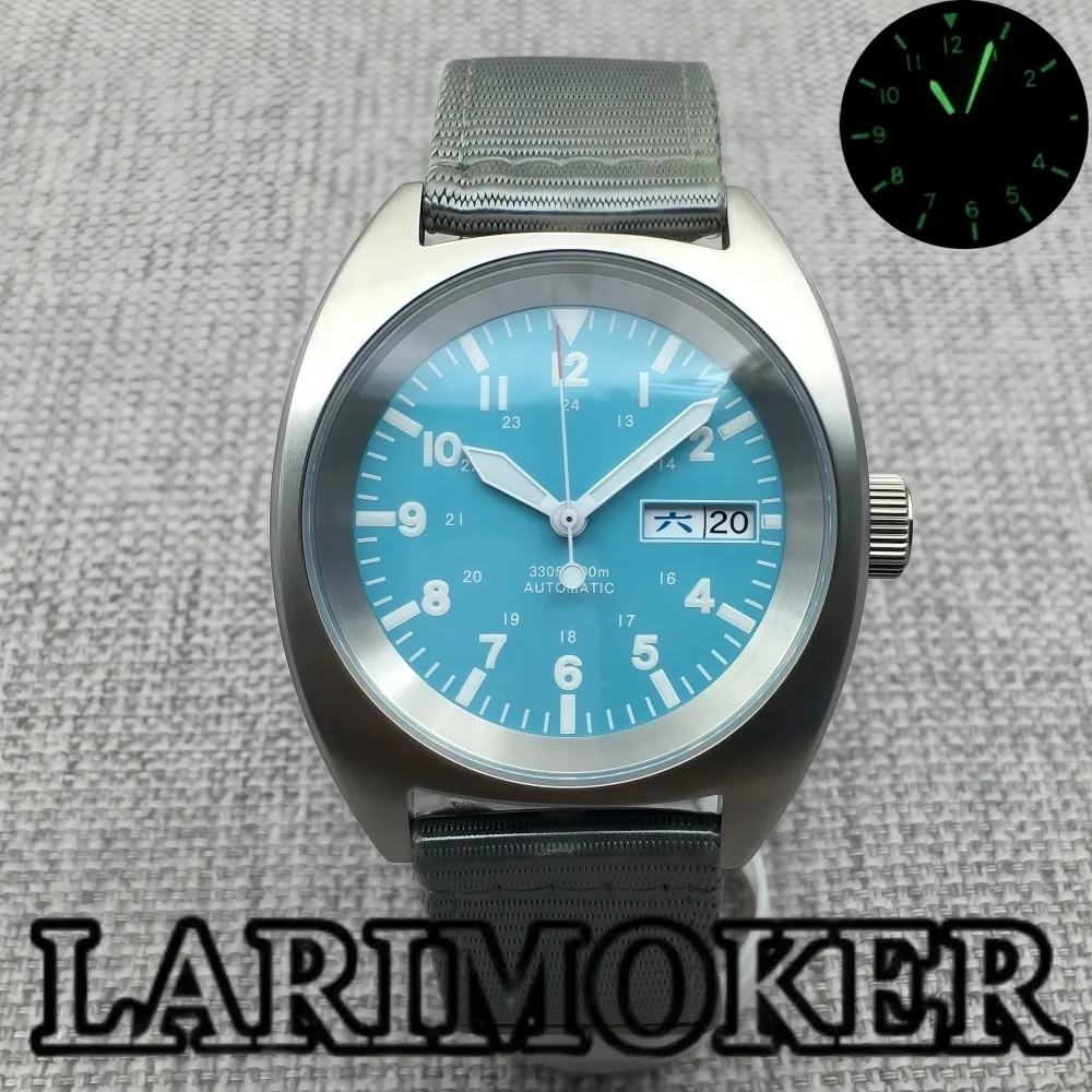 

LARIMOKER 36 мм/39 мм NH36 автоматические дайвинг-пилот мужские часы синий циферблат светящиеся сапфировое стекло часы-календарь с нейлоновым ремешком