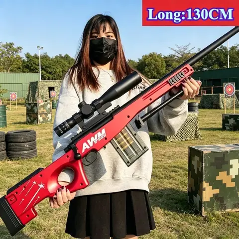 AWM/98K Sniper Rifle Soft Bullet Toy Gun Manually Loaded Can Be Fired with Scope & Drum Outdoor CS Fighting Games
