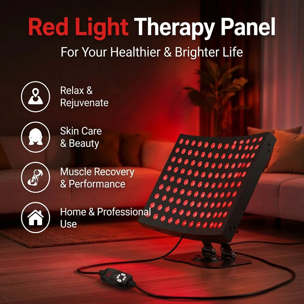 Red Light Therapy Panel 120 LEDs 660nm 850nm Dual Chip LED Curved Desktop Light Lamp Adjustable Brightness Timer Pulse