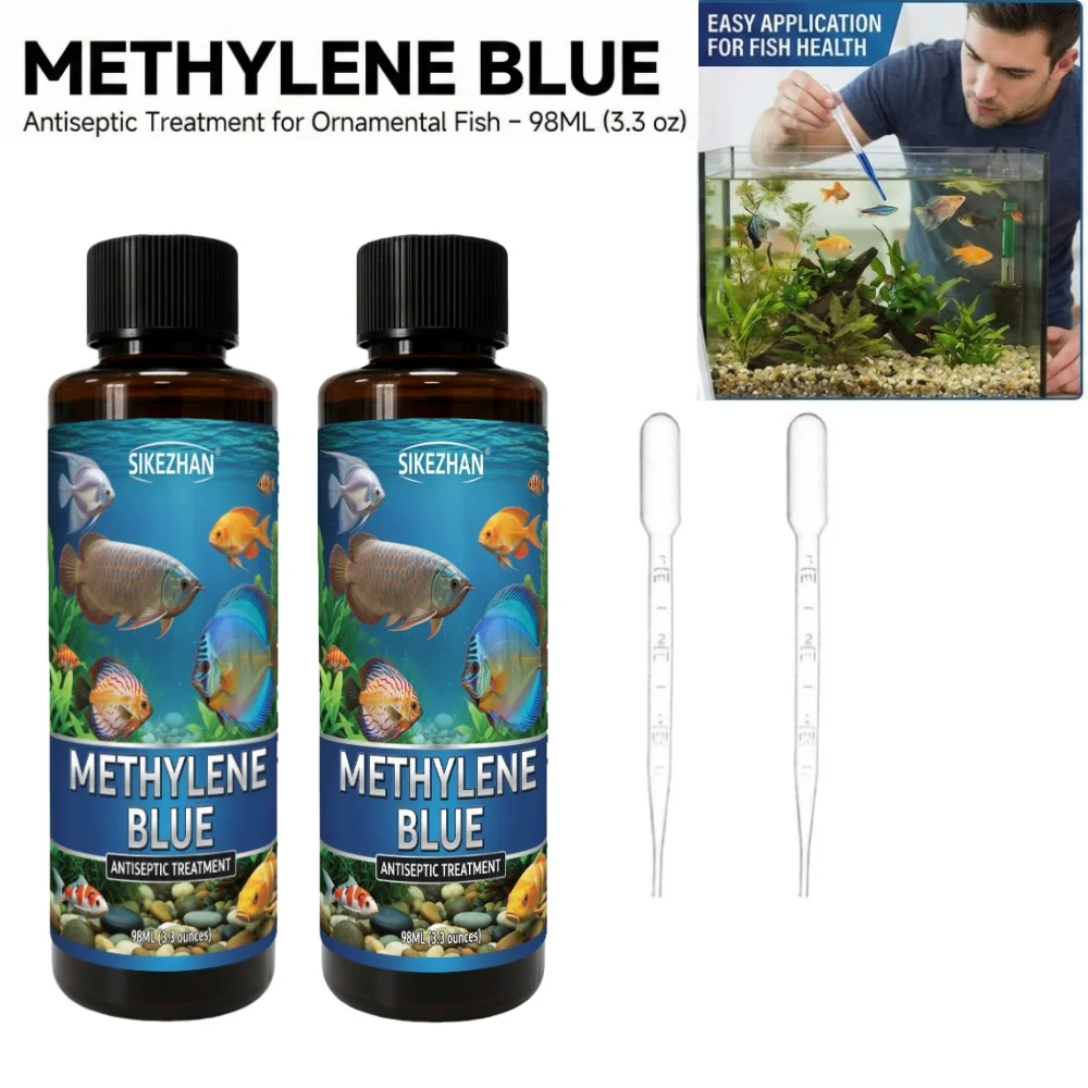 98ML Aquarium Methylenblau: Behandelt Nitritprobleme, Pilze, Bakterien & Stress. Konditionierer für Süßwasserfische & Schildkröten