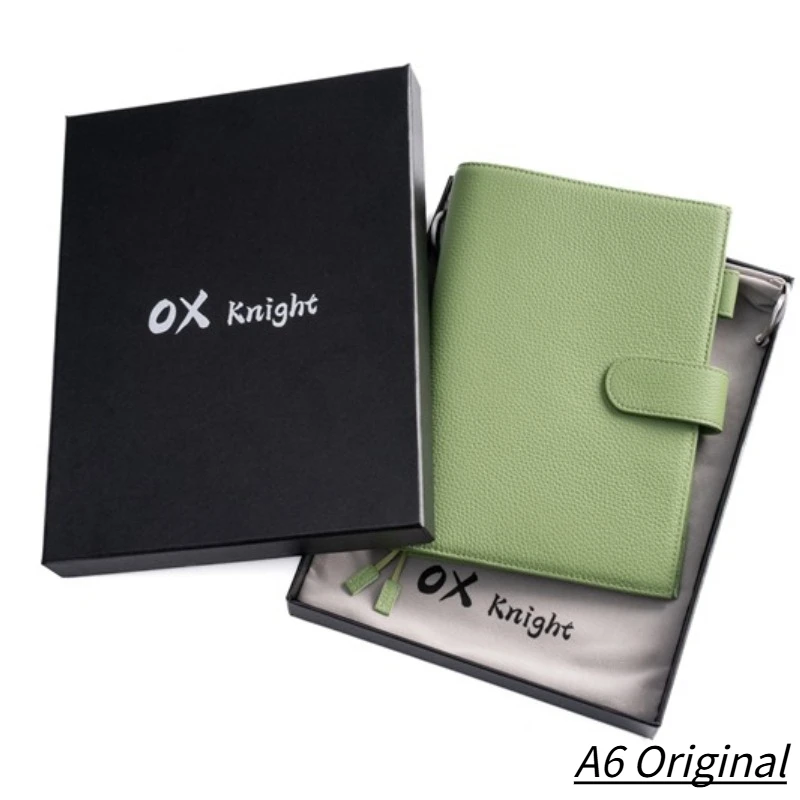 ox-knight-2026-luxury-original-a6-plus-cover-for-a6-notebook-litchi-grain-cowhide-planner-organizer-agenda-journal-diary