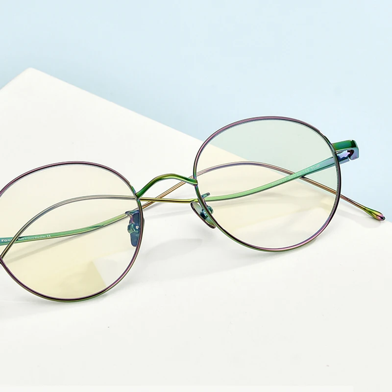 FONEX Titanium Anti Blue Light Blocking Glasses Women 2025 New Vintage Round Computer Titanium Eyeglasses Men FAB017