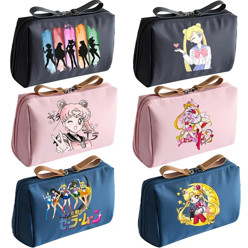 New Sailor Moons Cosmetic Bag for Women Cartoon Storage Pouch Travel Portable Toiletry Bags Outdoor Makeup HandBag Birthday Gift