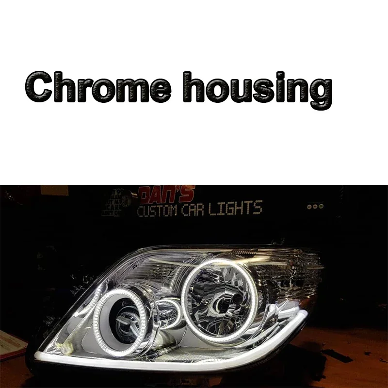 Custom Headlights with White/Amber Halo Rings and LED DRL Off-Road SUV Fitment 2009-2013