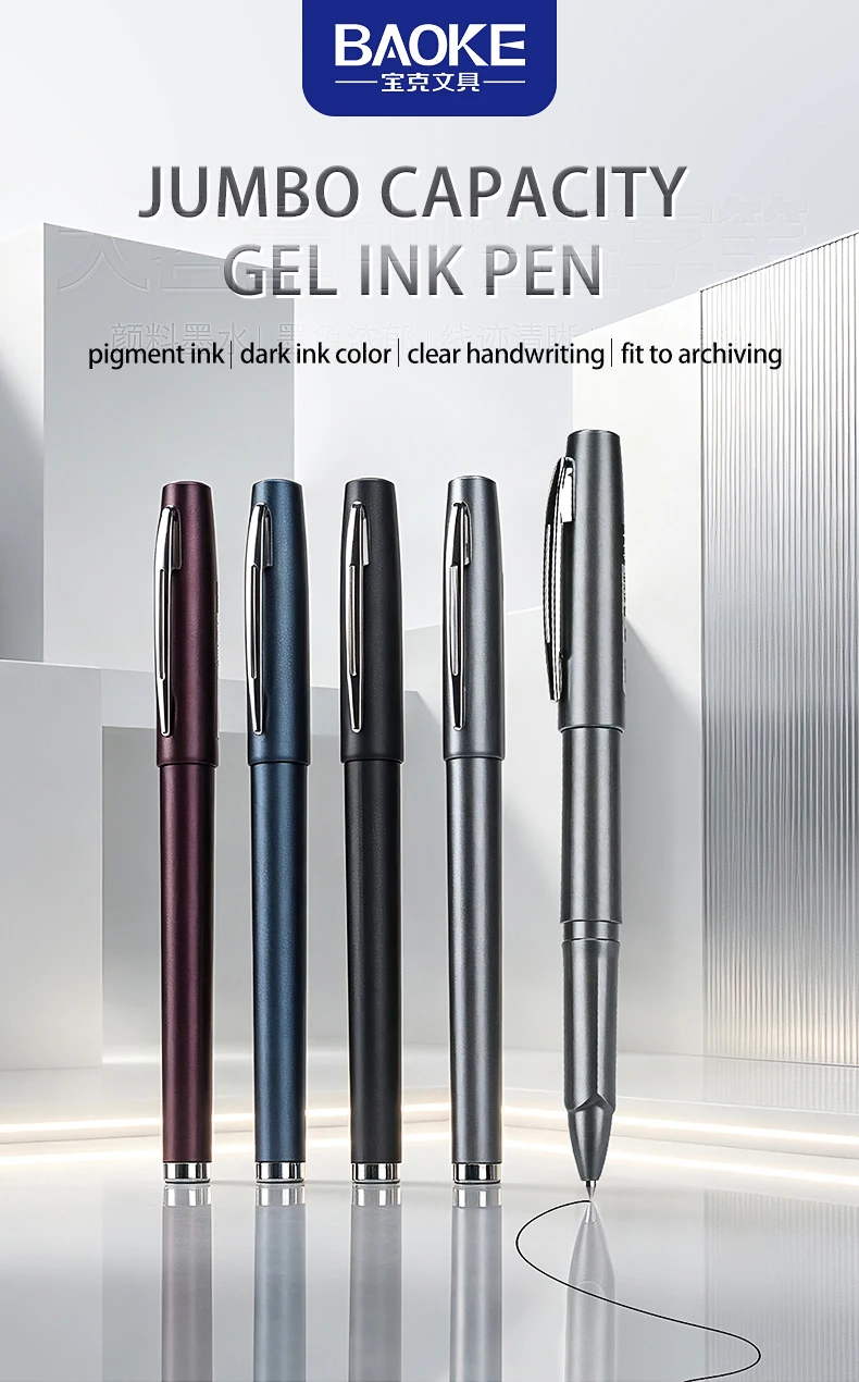 BAOKE Gelstifte mit hoher Kapazität, 0,5 mm/0,7 mm/1,0 mm Schreibstärke, schwarze Tintenfarbe, 4 Farbvarianten, für Büro, Geschäft und Schule – Detail 1
