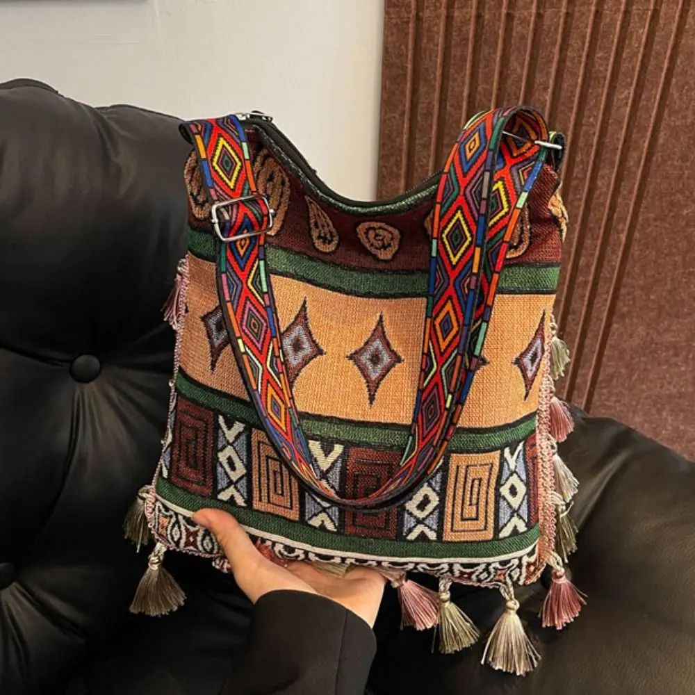 

Casual Large Capacity Ethnic Style Crossbody Bags Geometric Vintage Bohemian Tote Bag Handbag Woven Messenger Bag Outdoor