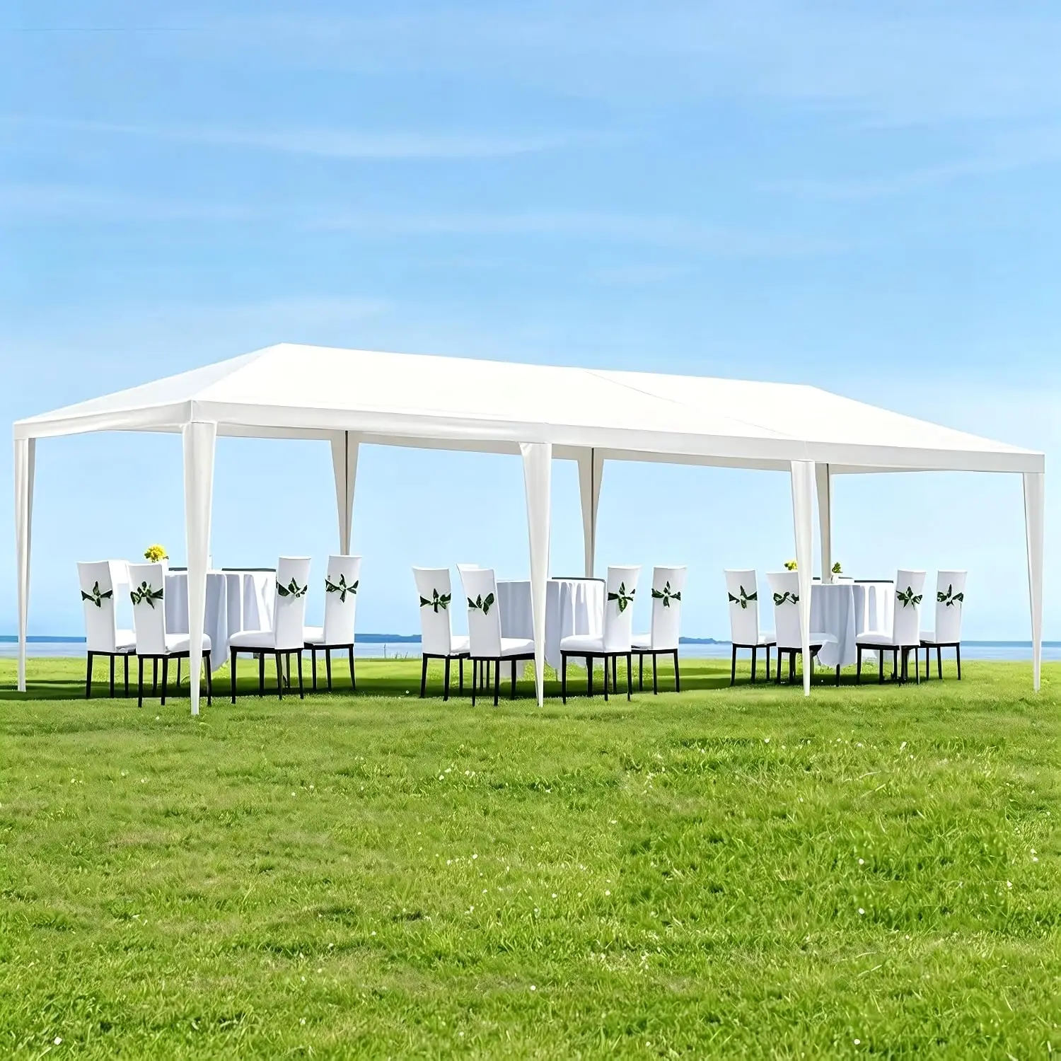 Tenda da festa 10' x 30', tenda a baldacchino per matrimoni all'aperto senza pareti laterali, tenda per grandi eventi per matrimoni, feste, giardini, eventi