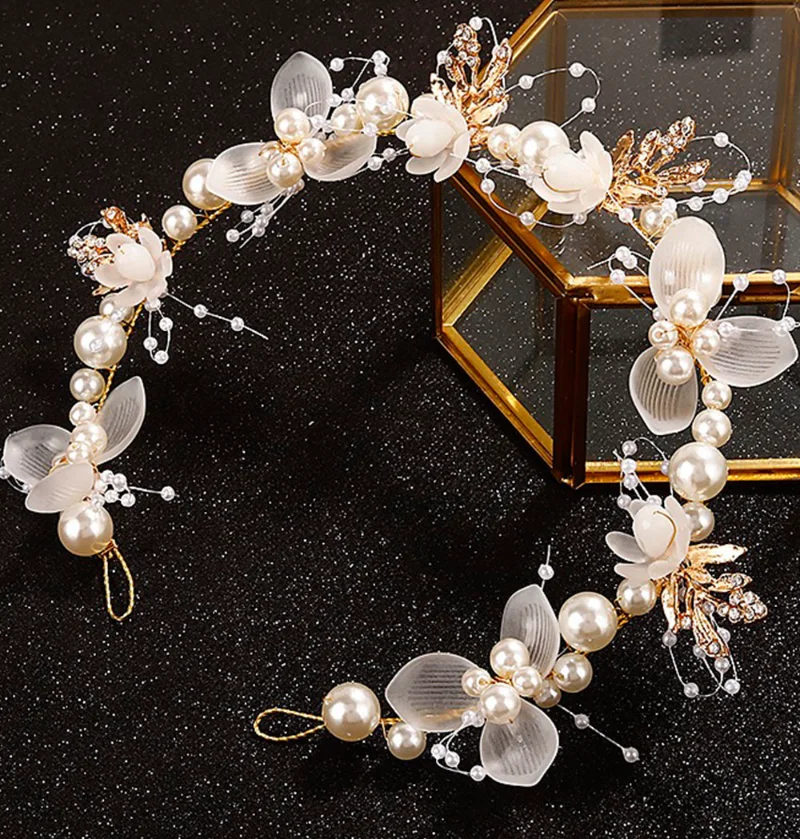 신부 머리띠, 모조 진주 머리띠, 꽃 화환, 신부 화환, 머리 장식, 후프, 웨딩 머리띠, 소녀 헤어 쥬얼리