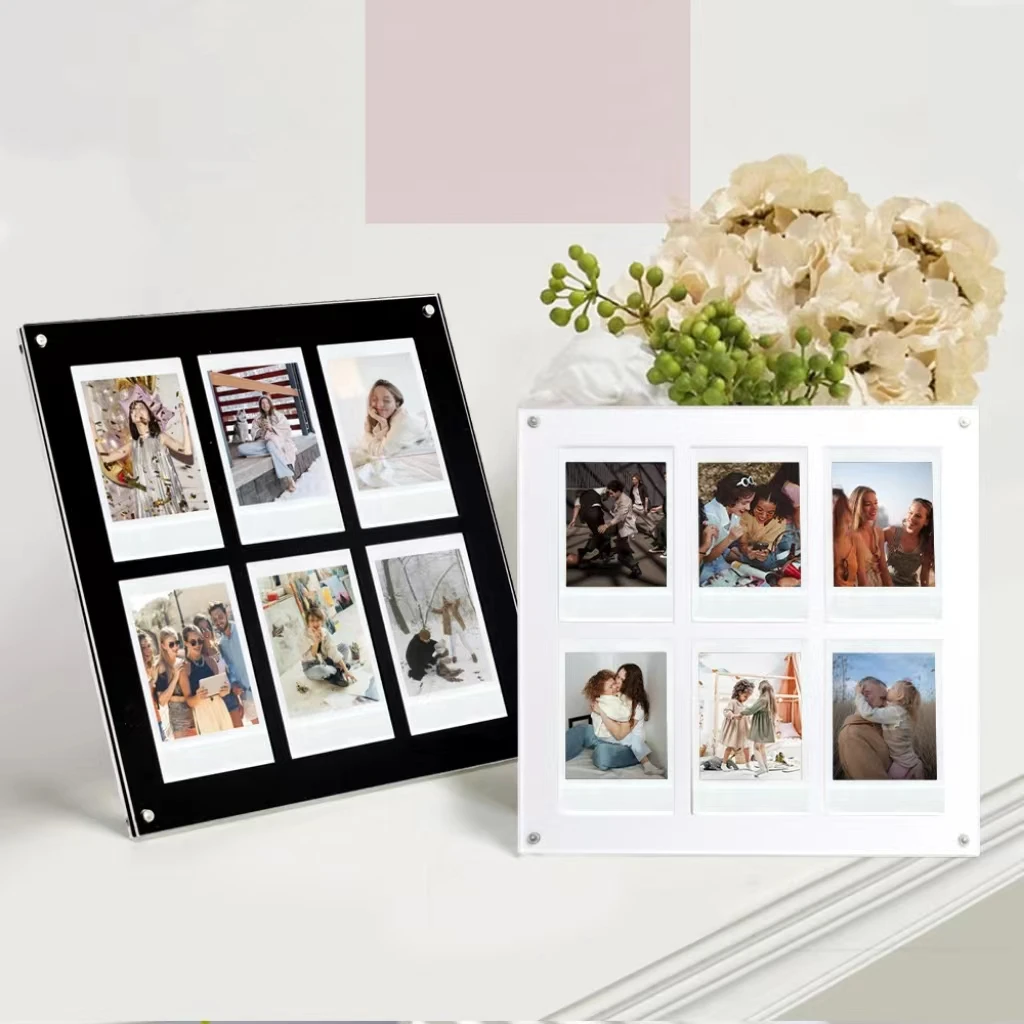 Dopamine Color 3-Inch Stereo Photo Frame Transparent Six Palaces Magnet Acrylic Photo Frame For Fujifilm Mini 12/11/8/9 Camera