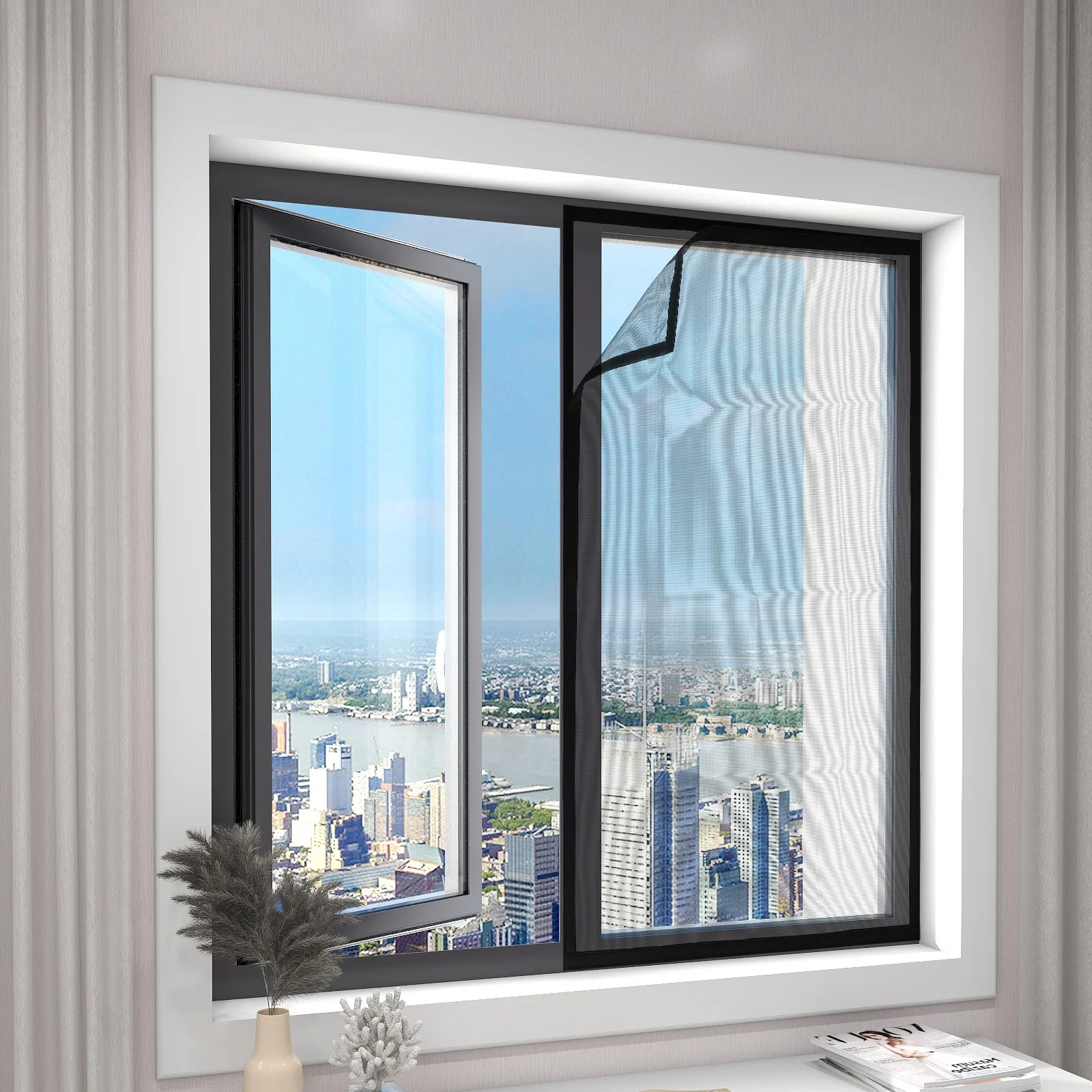 Fiberglass Black Mosquito Nets for Window, Anti-Mosquito Window Screens, Mesh Anti Insect Air Tulle Invisible Mosquitoes and Fli