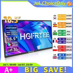 HGFRTEE 18.5inch Portable Monitor 120Hz RGB100% With VESA Hole & Back bracket Laptop Extended Display ADS-IPS HDR Screen