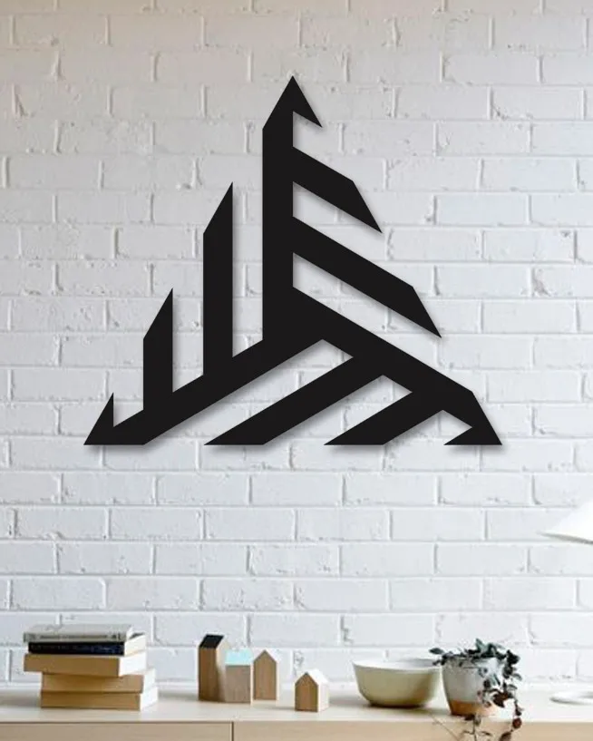 Designed Triangle Decorative Metal Plate Black Wall Décor,Living Room, Bedroom, Kitchen, Bathroom Interior Decoration, wall Han