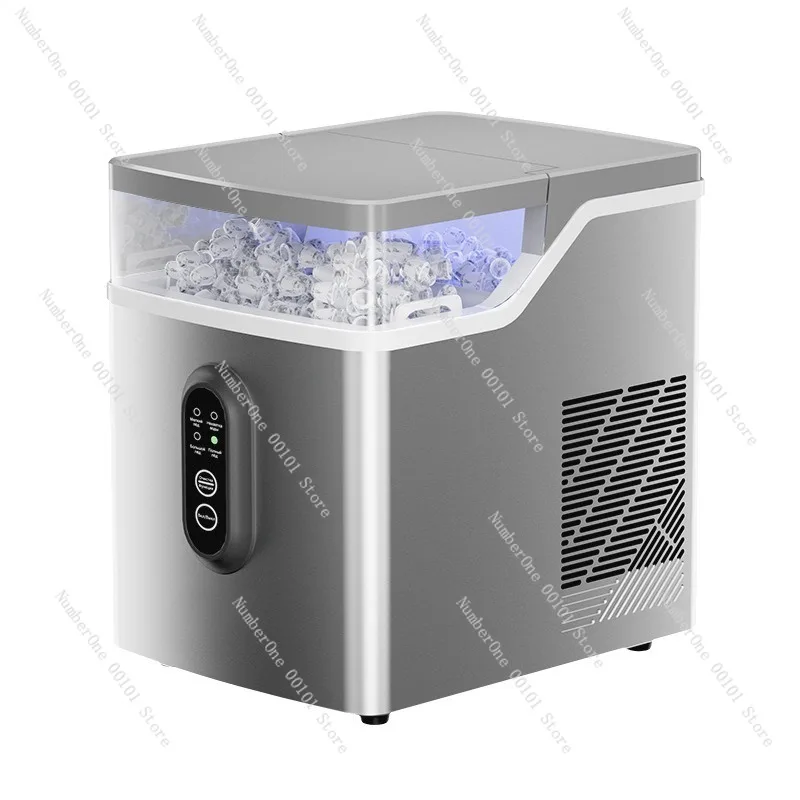 Mini Ice Maker Stainless Steel Household Fully Automatic Low Power Ice Cube Machine For Dorm Office Coffee Bar Portable Quick