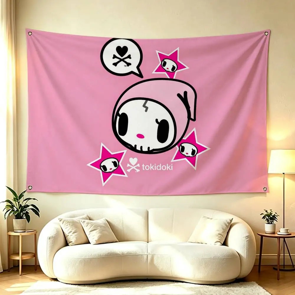 Cartoon T-Tokidokis  Flags Wall Hanging Tapestry Outdoor Garage Room Decorative flag Background Blanket