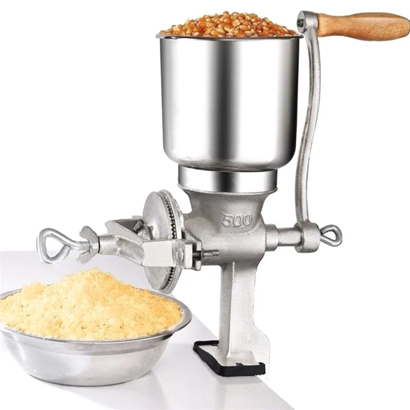 Manual Grain Mill with High Hopper Hand-Crank Corn Grinder with Stable Table Clamp for Grains Spices Coffee Beans Nuts