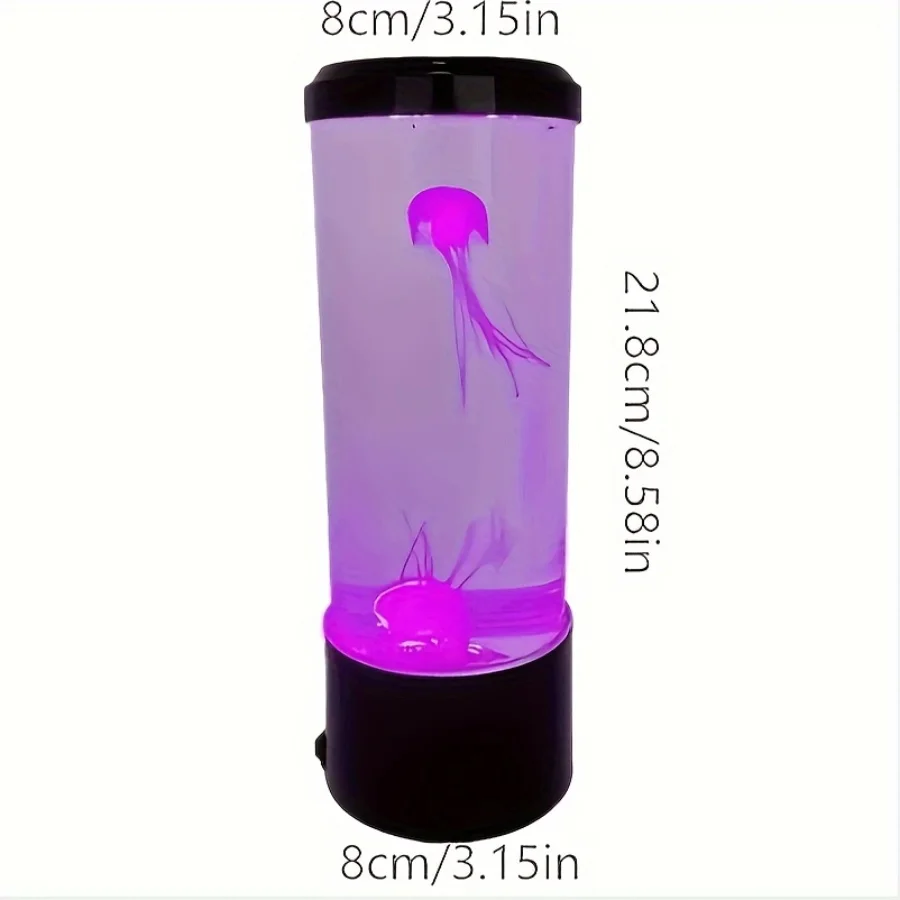 Jellyfish Lava Lamp with Multiple Color Changes 8-inch Small Night Light USB Plug in Atmosphere Light