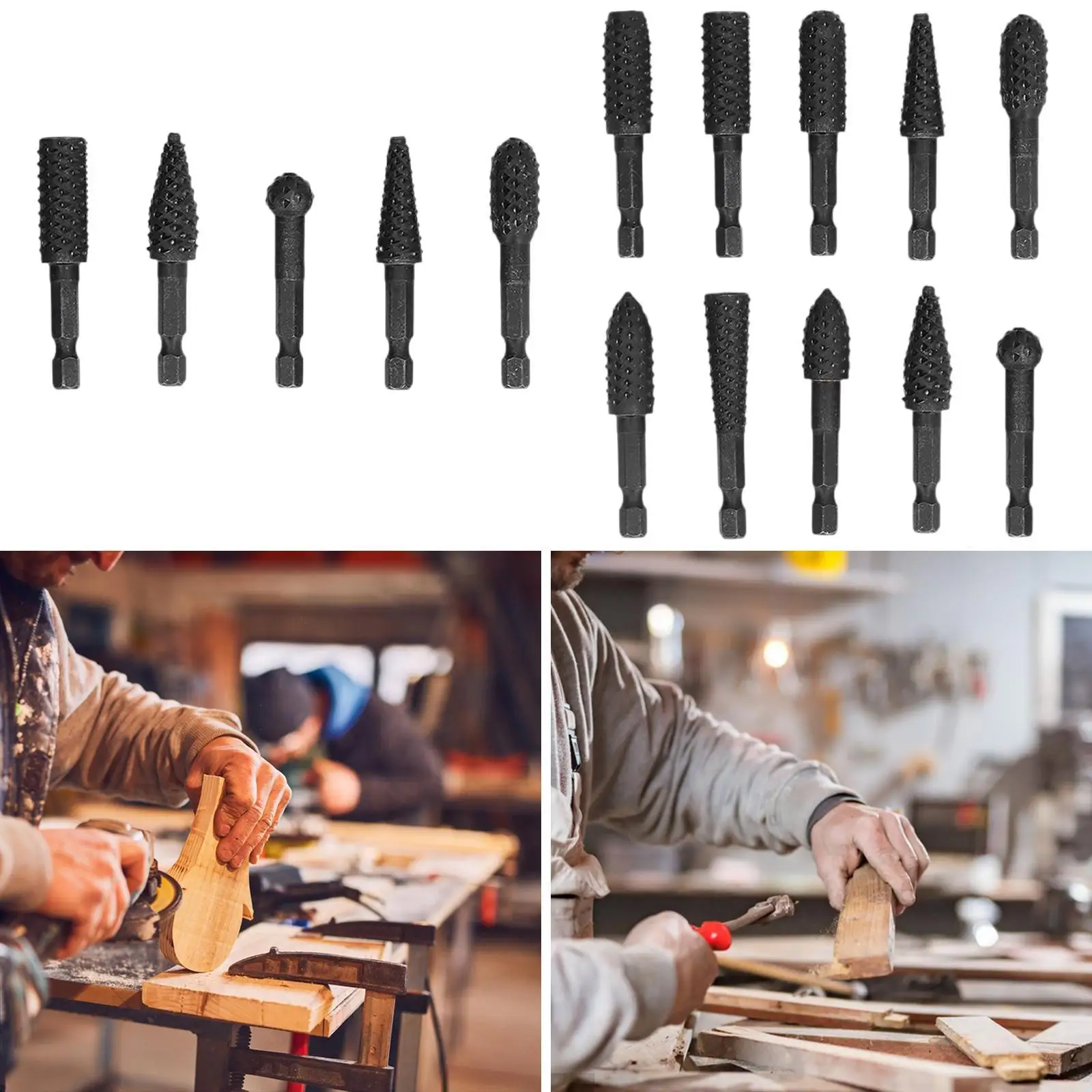 Set Burr Rotari, mata bor Rasp, alat Rotari mata baja karbon tinggi