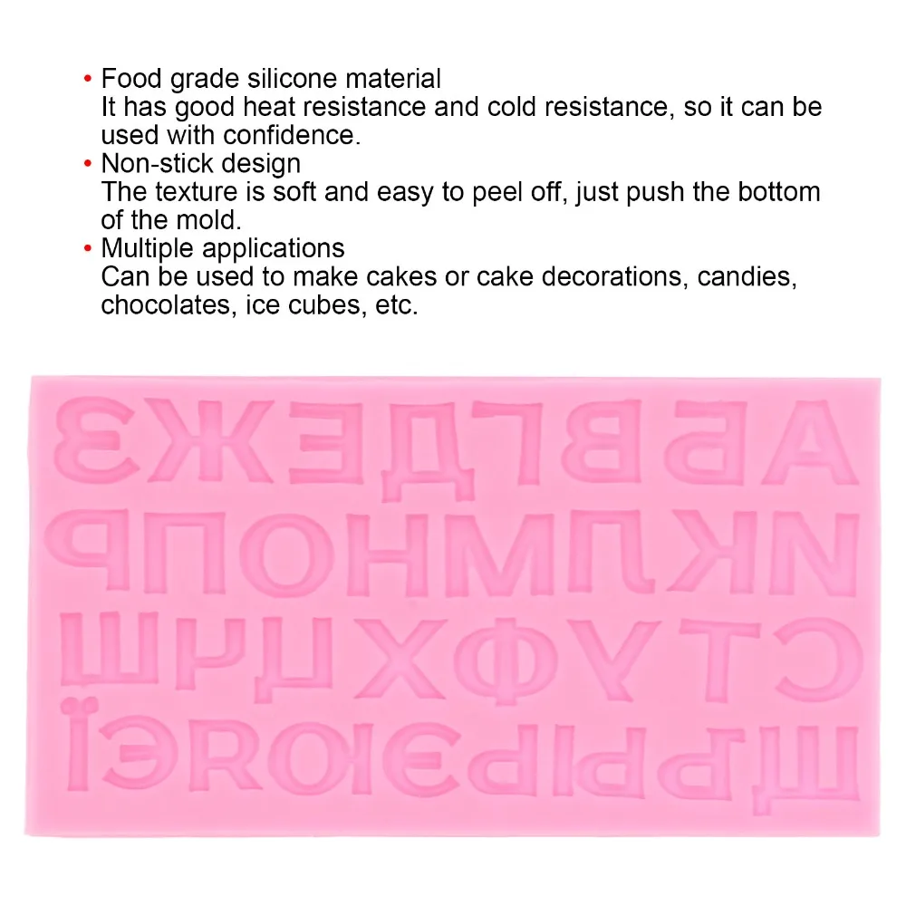 Liquid Silicone Russian Letter Mold Wear Resistant Non-Stick Silicone Baking Mold Easy Release Letter Chocolate Mold Clay Craft