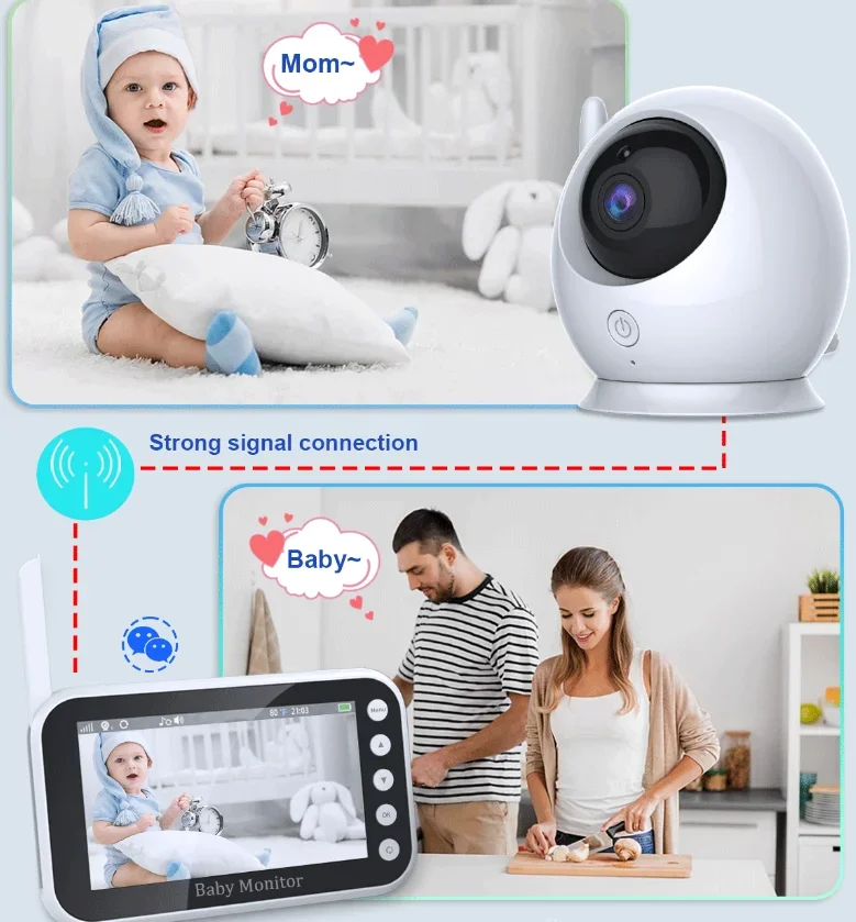 2-way Audio & Night Vision Babyphone 2.4G Wireless Babysitter Audio Video Nanny Baby Cameras 4.3''HD Baby Monitor with Camera