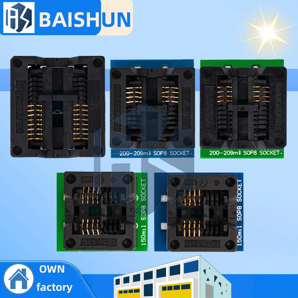 SOP8/SOP14/SOP16/SOP20/SOP28/TSSOP8/TSSOP16/TSSOP20/TSSOP28 a DIP programador adaptador enchufe 150MIL 208MIL 300MIL 173MIL DIP8 28